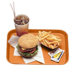 Cambro® Rectangular Fast Food Tray, Fast Food Tray, Orange, 10" x 14" - 1014FF166