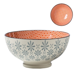 Torre & Tagus® Kiri Porcelain Bowl, Gerbera Diamond Design, 8" (3/CS) - 910550X