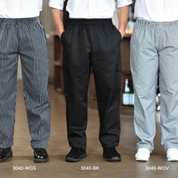 Premium Uniforms® Poly/Cotton Baggy Chef Pants, Black, XL - 3040(BLK-XL)