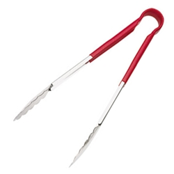 Browne® Color-Coded One-Piece Tongs, Red, 9" - 5511RD