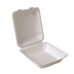 Eco-Packaging® Compostable Sugarcane Clamshell Container, White, 8" x 8" (200/CS) - EP-026B
