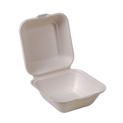 Eco-Packaging® Compostable Sugarcane Clamshell Container, White, 5" x 5" (500/CS) - EP-55B