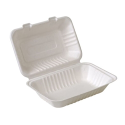 Eco-Packaging® Compostable Sugarcane Clamshell Container, White, 9" x 6" (200/CS) - EP-A818