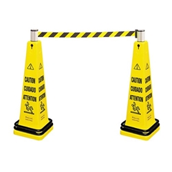 Rubbermaid® Multilingual Floor Cone Barricade System (Eng/FR/SP), Yellow, 36" - FG628700YEL