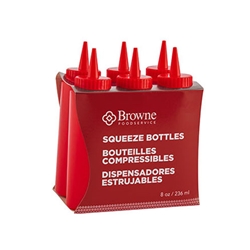 Browne® Squeeze Bottle, Red, 8 oz (6/PK) - 57800805
