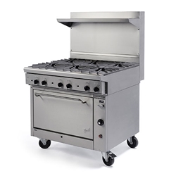 Quest® Qgr-1 Series Single Oven Range w/ 6 Burners w/Casters, Natural Gas, 36" - 100-16OBOOO(CST-NG)