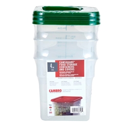 Cambro® Square Food Storage Containers w/ Lids Set, Translucent,  4 qt (3/PK) - 4SFSPPSW3190