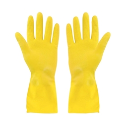 Globe Commercial® Flocklined Rubber Gloves, Yellow, Medium (1PR) - 7770