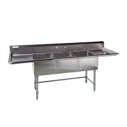 Tarrison® Stainless Steel Corner Drain Triple Pot Sink Left and Right Drainboard - TA-CDS3-18LR