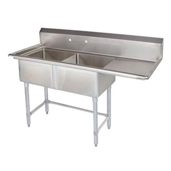 Tarrison® Stainless Steel Corner Drain Double Pot Sink Right Drainboard - TA-CDS2-18R