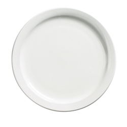 Browne® Palm Ceramic Dinner Plate, White, 9" (2DZ) - 563964